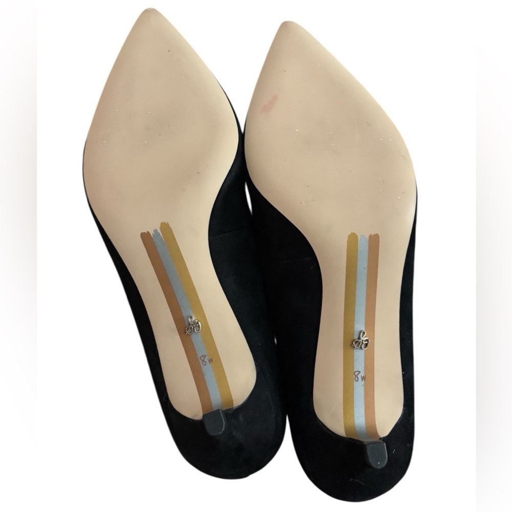 Sam Edelman Sexy Black Suede Kitten Heels Size 8M Romantic Edgy - Picture 5 of 8